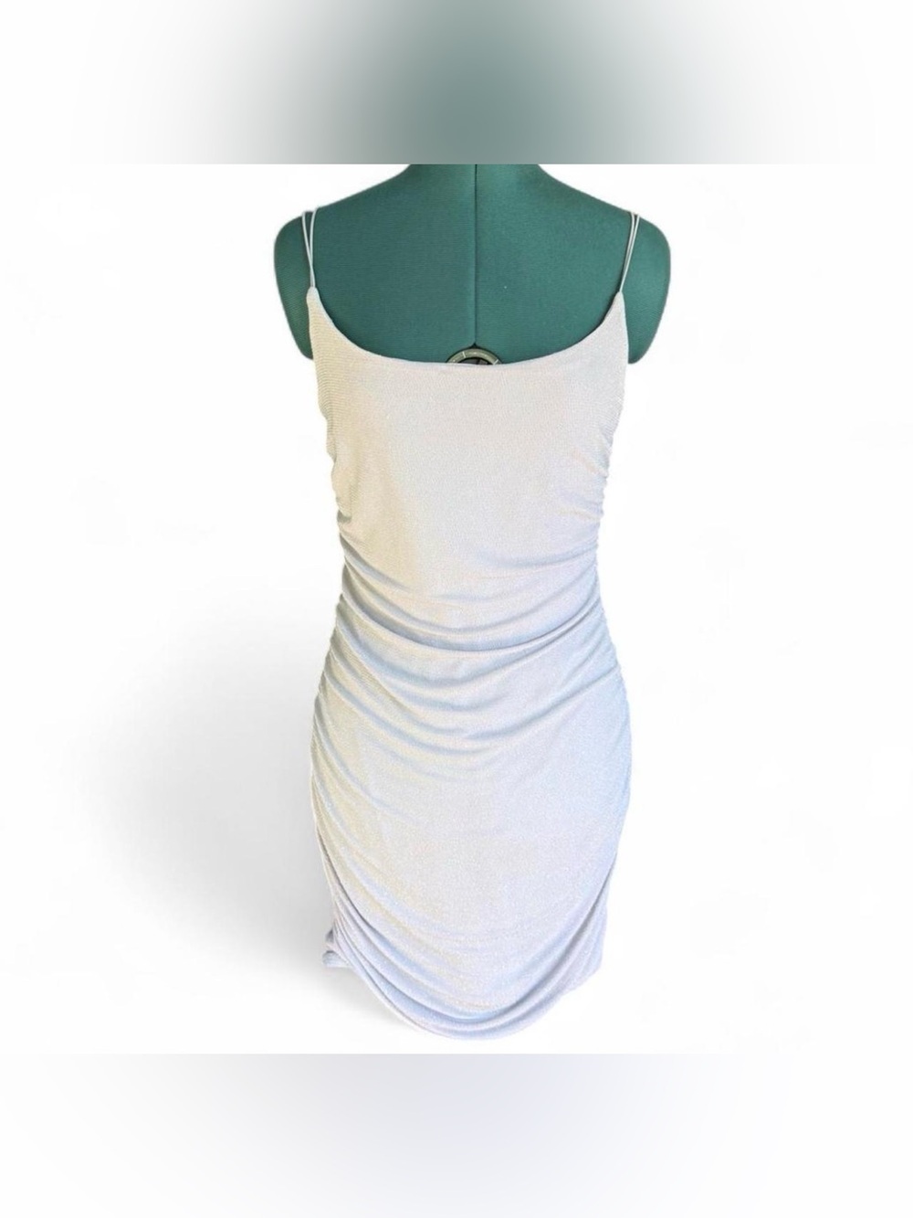 B Darlin White Ruched Spaghetti Strap Mini Dress